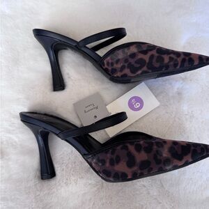 A New Day Women's Heels - Black and Brown Leopard Print Size 6 1/2